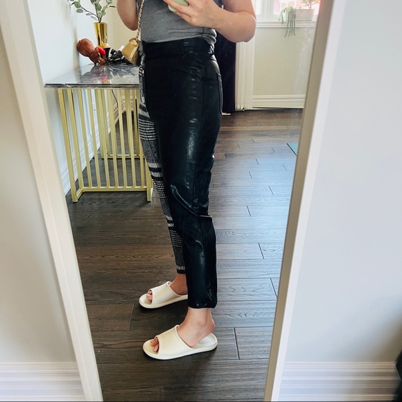 TWOTWINSTYLE Highwaist Asymmetrical Wool & PU pant - Picture 11 of 13